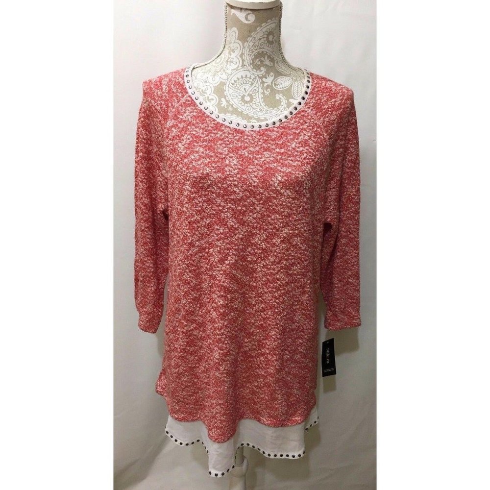 Style & Co Sweater Womens Large Deep Coral Orange